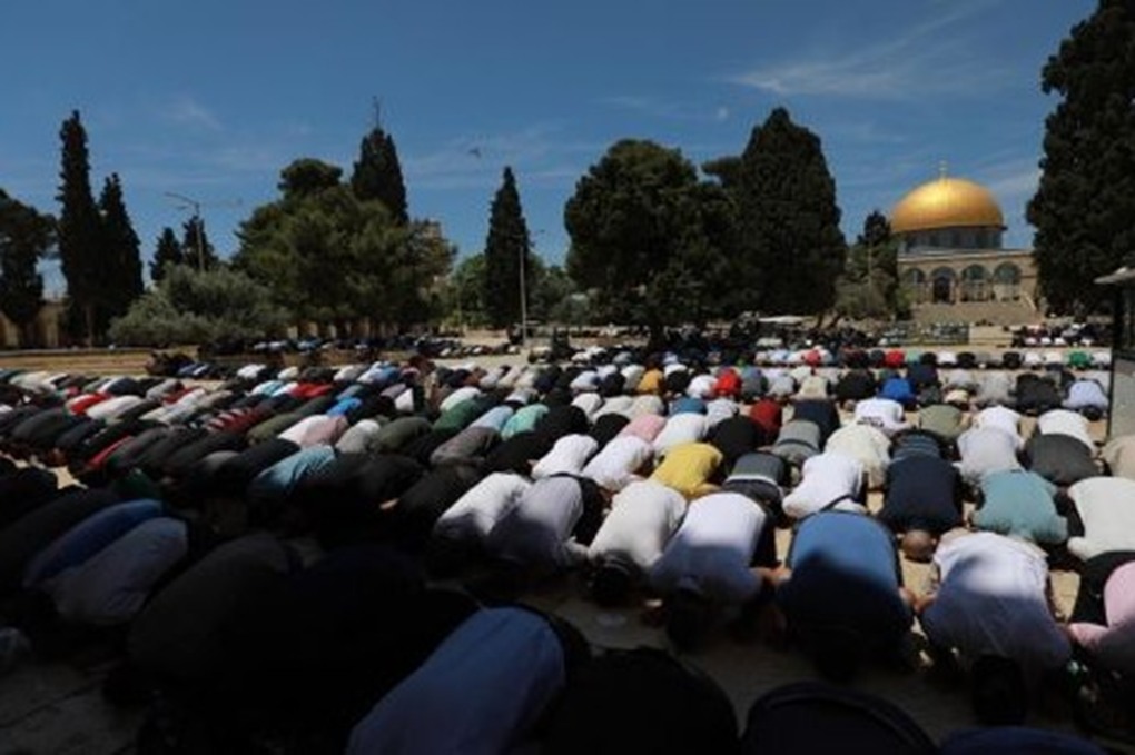 عاجل عشرات آلاف المصلين يؤدون صلاة الجمعة في المسجد الأقصى 