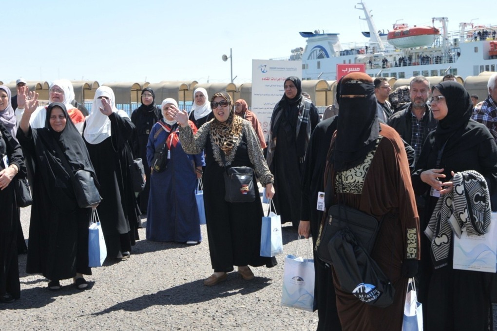 5800 حاج مصري يصلون تباعا عبر الخط الدولي البحري العقبة - نويبع